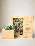 Bamboo succulent garden and matching keepsake photo frame with sympathy quote for a memorial gift. - Image 